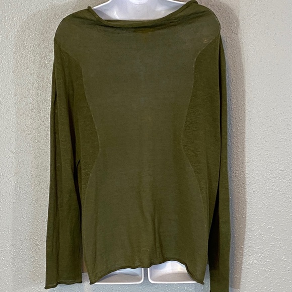 Eileen Fisher Olive Green Organic Linen Knit Top - Picture 4 of 6